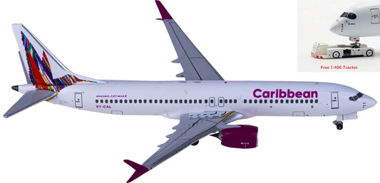 1:400 AeroClassics AC411063 Caribbean Airlines Boeing 737 MAX 8 9Y-CAL Aircraft Model+Free Tractor