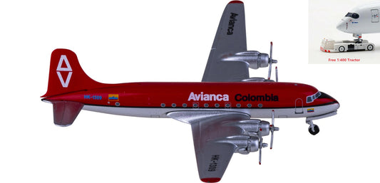 1:400 AeroClassics AC411077 Avianca Douglas DC-4 HK-1309 Aircraft Model+Free Tractor