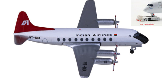 1:400 AeroClassics AC411013 Indian Airlines Vickers Viscount 700 VT-DIX Aircraft Model+Free Tractor