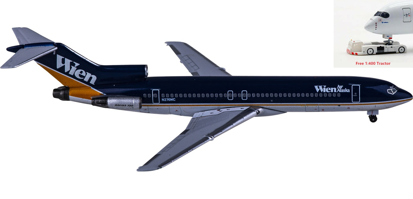 1:400 AeroClassics AC411053 Wien Air Alaska Boeing 727-200 N276WC Aircraft Model+Free Tractor