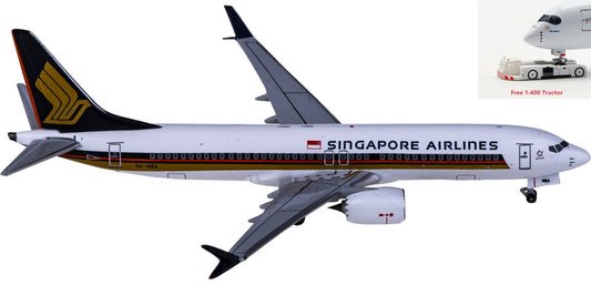 1:400 AeroClassics BBX41635 Singapore Airlines Boeing 737 MAX 8 9V-MBA Aircraft Model+Free Tractor