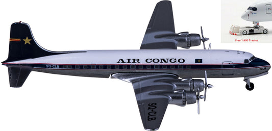 1:400 AeroClassics AC419953 Air Congo Douglas DC-6 9Q-CLB Aircraft Model+Free Tractor