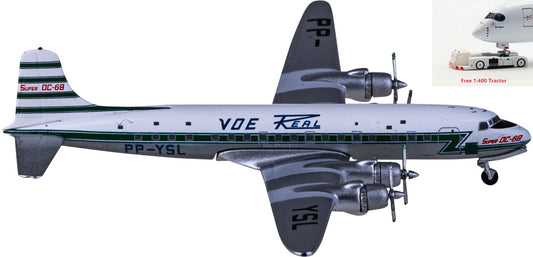 1:400 AeroClassics AC411011 Real Transportes Aéreos Douglas DC-6 PP-YSL Aircraft Model+Free Tractor