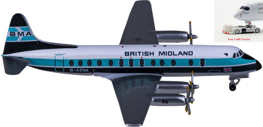 1:400 AeroClassics AC411041 BMI Vickers Viscount 800 G-AZNA Aircraft Model+Free Tractor