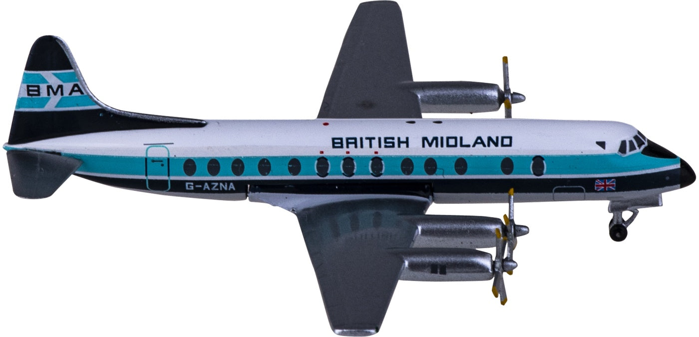 1:400 AeroClassics AC411041 BMI Vickers Viscount 800 G-AZNA Aircraft Model+Free Tractor