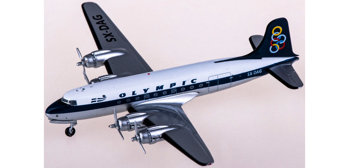 1:400 AeroClassics AC411078 Olympic Air Douglas DC-4 SX-DAG Aircraft Model+Free Tractor