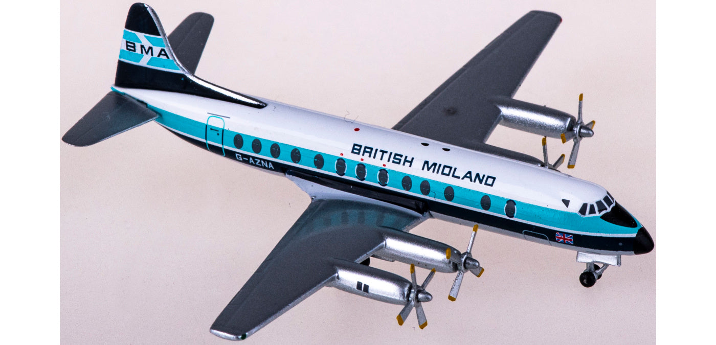 1:400 AeroClassics AC411041 BMI Vickers Viscount 800 G-AZNA Aircraft Model+Free Tractor