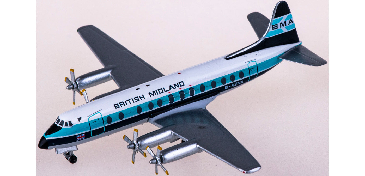 1:400 AeroClassics AC411041 BMI Vickers Viscount 800 G-AZNA Aircraft Model+Free Tractor