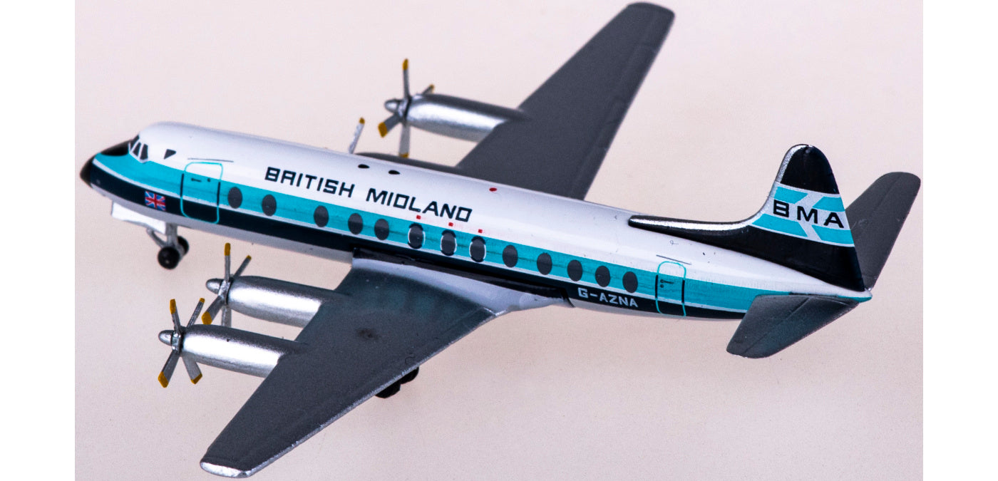 1:400 AeroClassics AC411041 BMI Vickers Viscount 800 G-AZNA Aircraft Model+Free Tractor