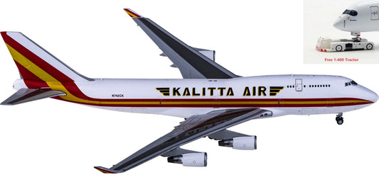 1:400 JC Wings LH4234 Kalitta Air Boeing 747-400BCF N742CK Aircraft Model+Free Tractor