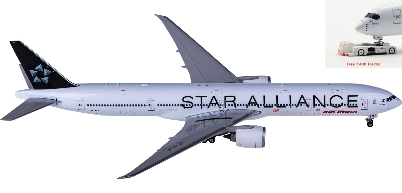 1:400 Phoenix PH11729 Air India Boeing 777-300ER VT-ALJ "STAR ALLIANCE"+Free Tractor