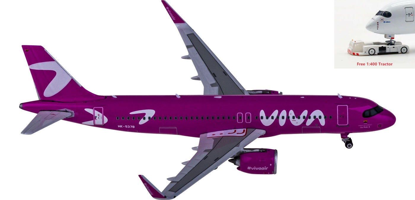 1:400 Phoenix PH11734 Viva Air Colombia Airbus A320neo HK-5378+Free Tractor