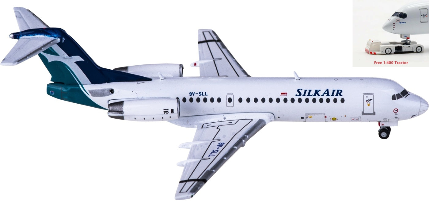 1:400 JC Wings EW4F70001 SilkAir Fokker 70 9V-SLL+Free Tractor