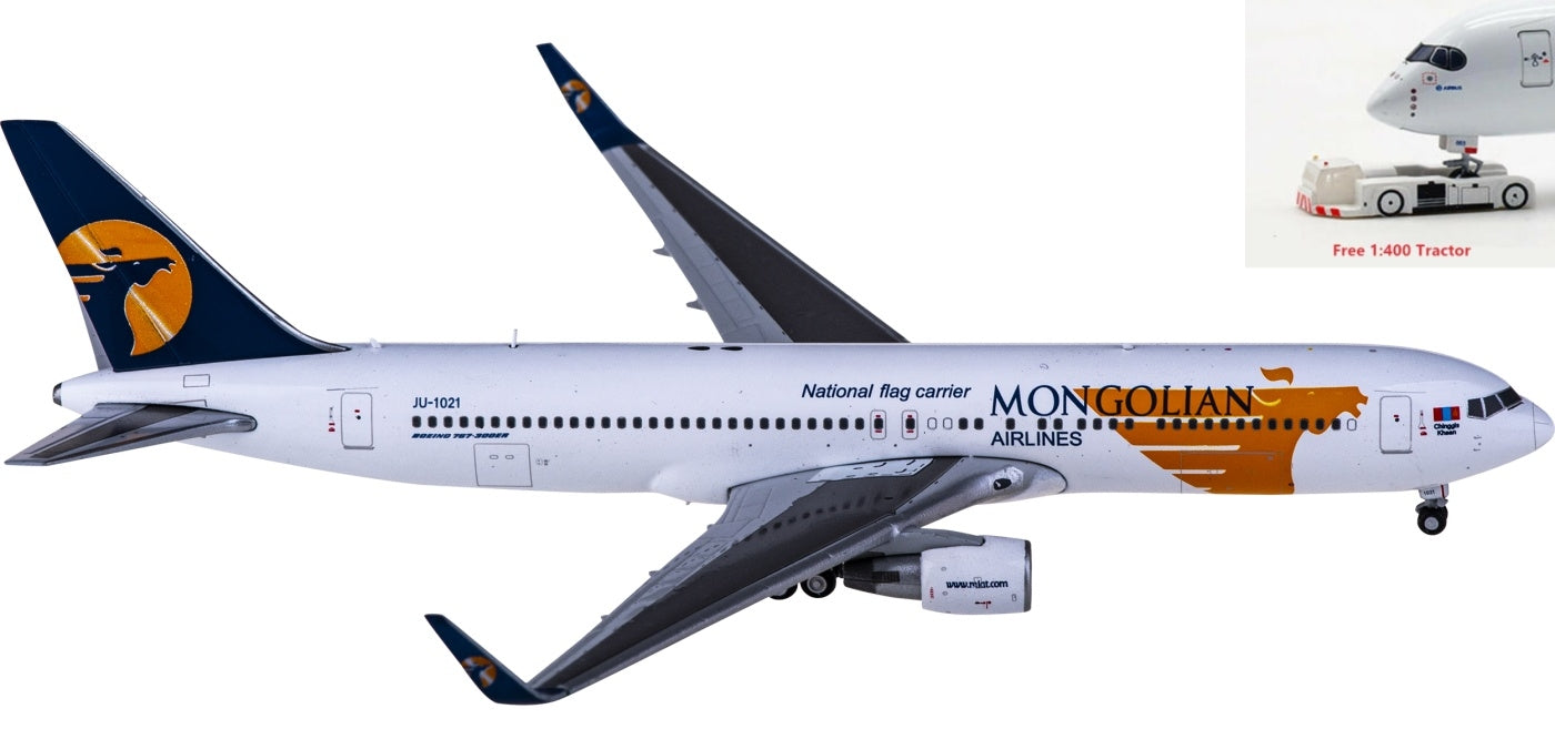 1:400 JC Wings LH4254 MIAT Mongolian Airlines Boeing 767-300ER JU-1021+Free Tractor