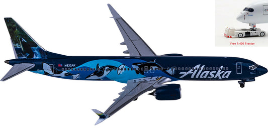 1:400 AeroClassics BBX41637 Alaska Airlines Boeing 737 MAX 9 N932AK Aircraft Model+Free Tractor