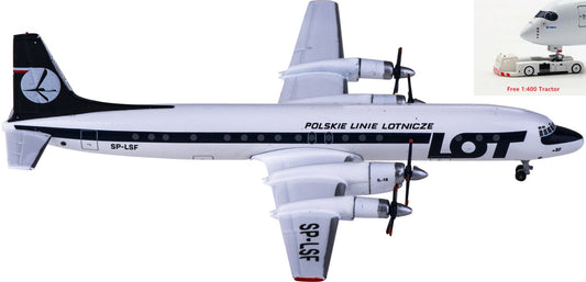 1:400 AeroClassics AC411092 LOT Ilyushin Il-18 SP-LSF Aircraft Model+Free Tractor