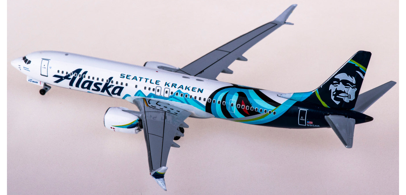 1:400 AeroClassics BBX41636 Alaska Airlines Boeing 737 MAX 9 N915AK Aircraft Model+Free Tractor