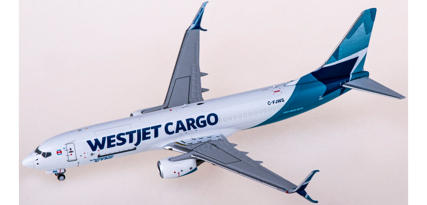 1:400 NG Models NG58139 WestJet Cargo Boeing 737-800 C-FJWS+Free Tractor