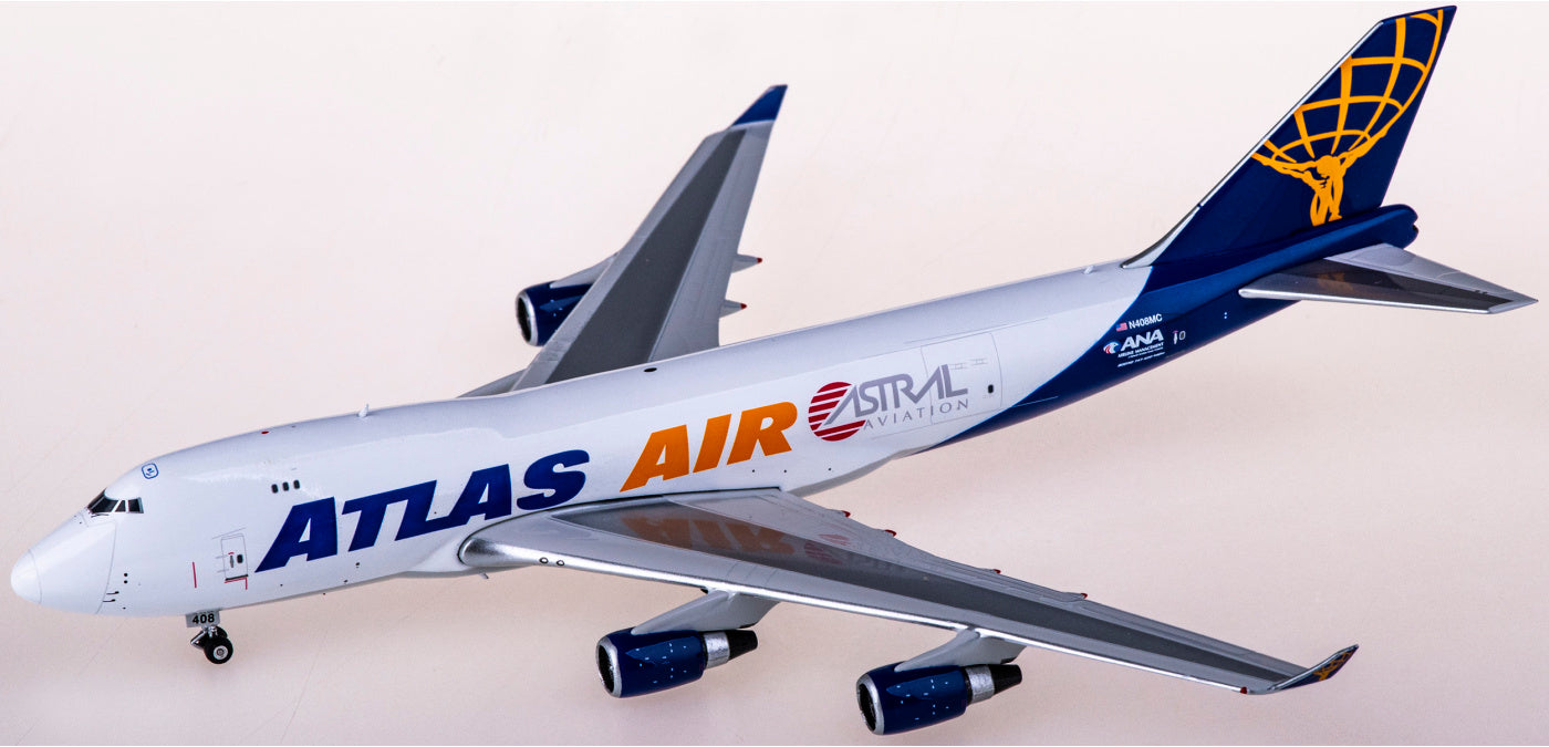 1:400 Phoenix PH04451 Atlas Air Boeing 747-400 N408MC+Free Tractor