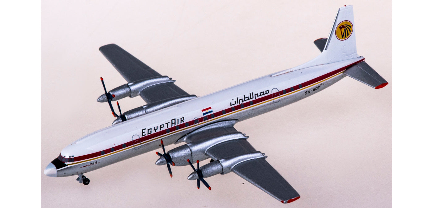 1:400 AeroClassicsAC411098 EgyptAir Ilyushin Il-18 SU-AOY Aircraft Model+Free Tractor