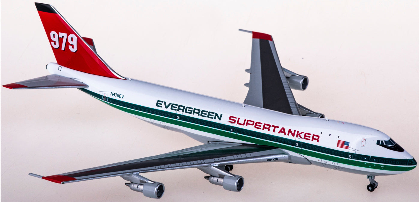 1:400 BigBird400 BB4-741-001 Evergreen Boeing 747-100 N479EV Supertanker Aircraft Model+Free Tractor
