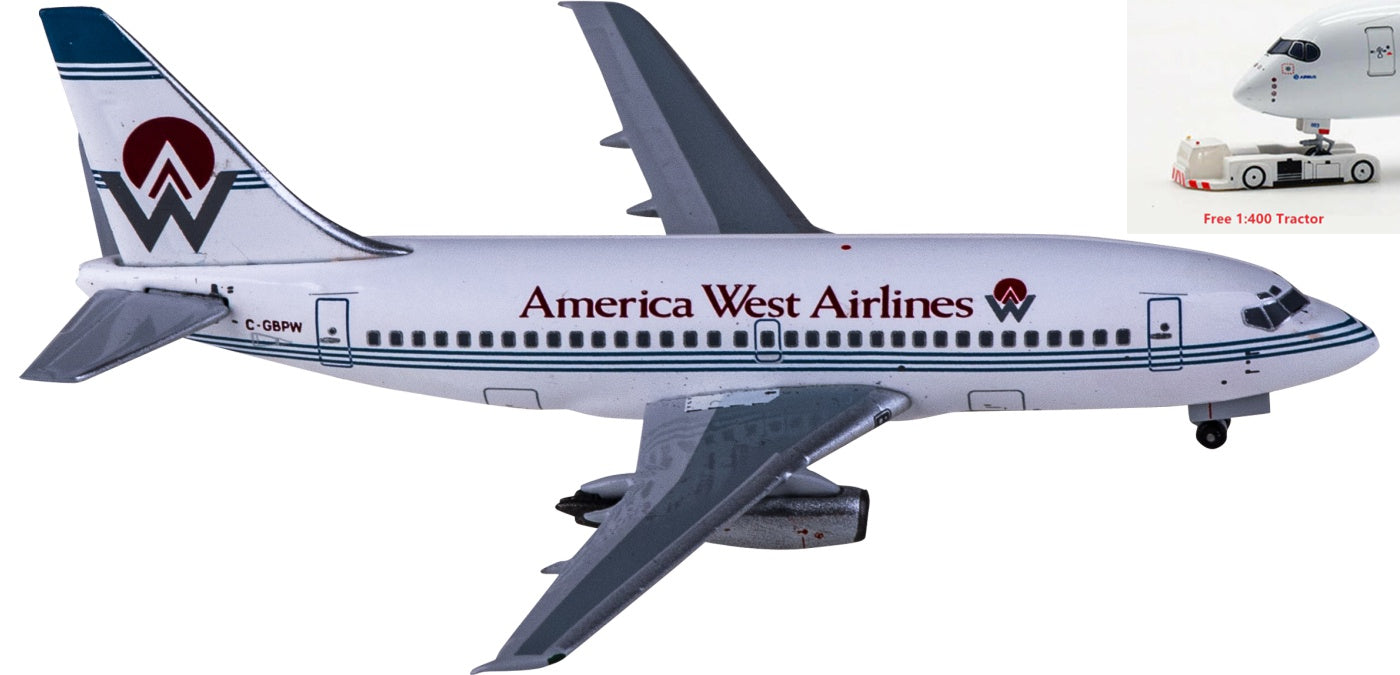 1:400 AeroClassics AC411112 America West Airlines Boeing 737-200 C-GBPW Aircraft Model+Free Tractor