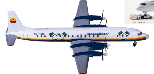 1:400 AeroClassics AC411096 Aero Caribbean Ilyushin Il-18 CU-T1532 Aircraft Model+Free Tractor