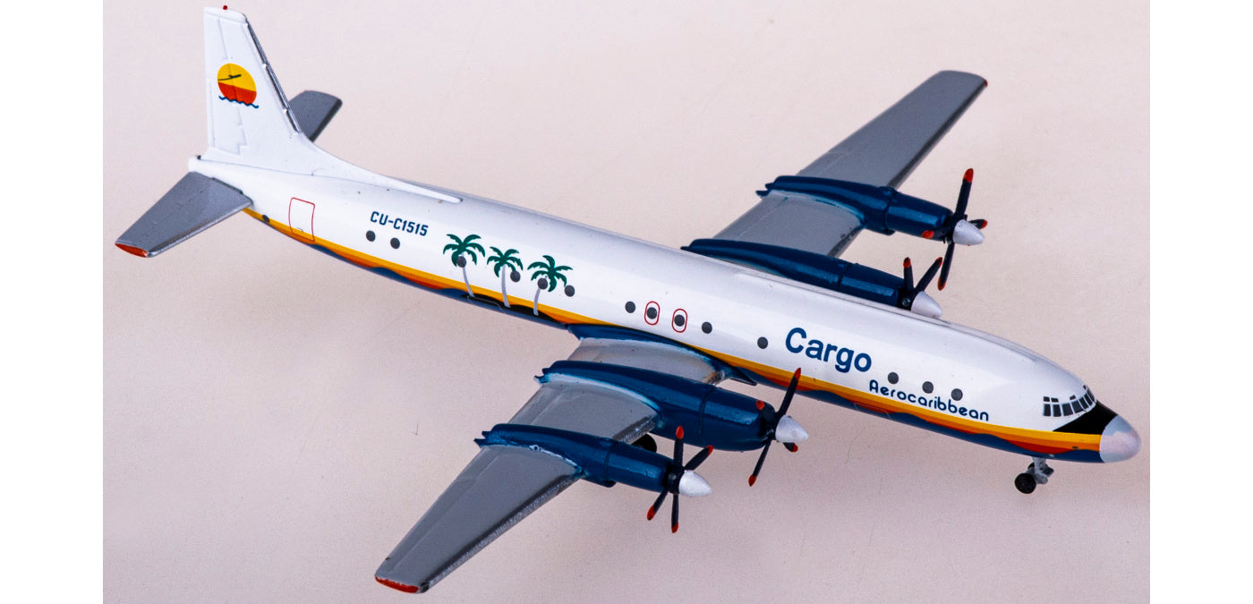 1:400 AeroClassics AC411097 Aero Caribbean Cargo Ilyushin Il-18 CU-C1545 Aircraft Model+Free Tractor