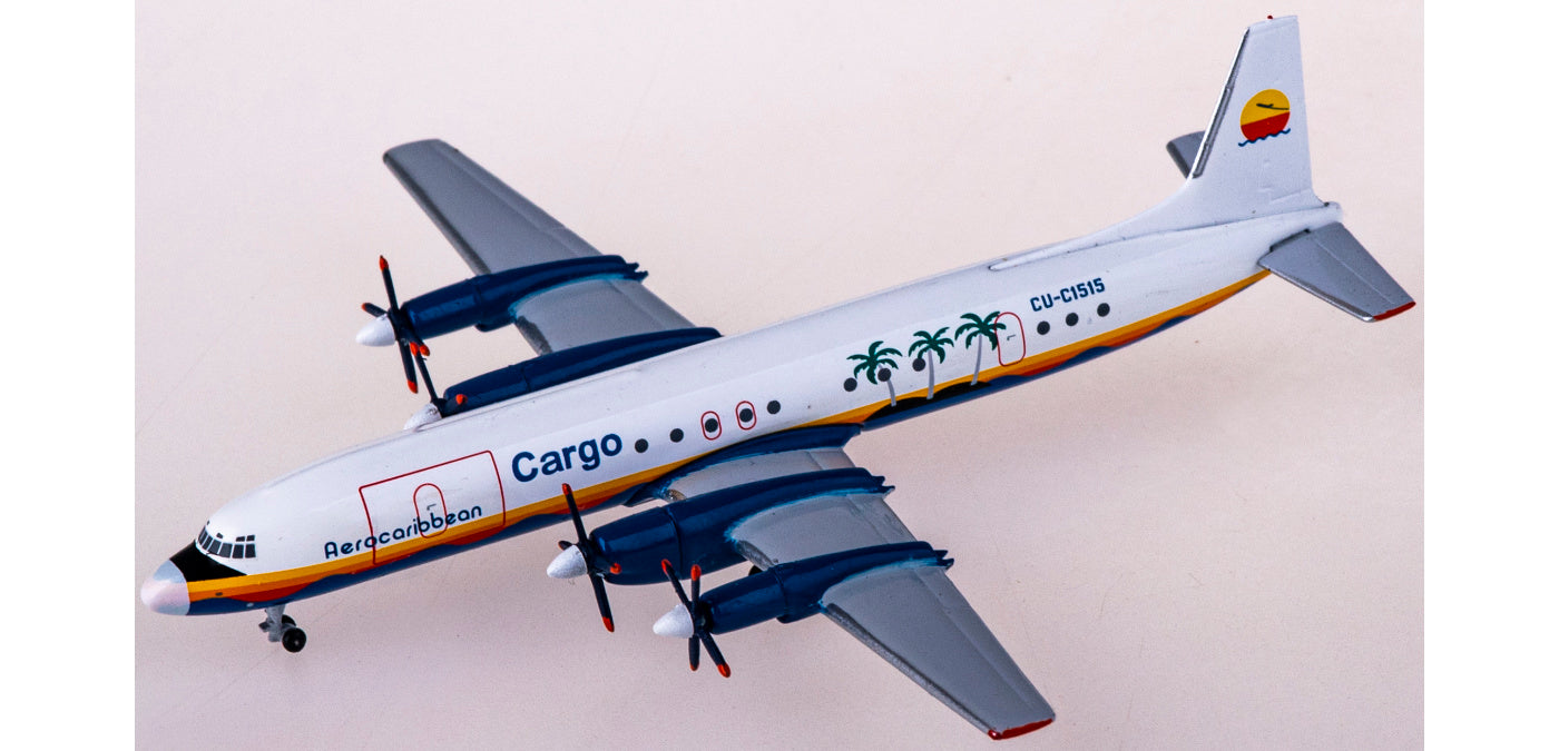 1:400 AeroClassics AC411097 Aero Caribbean Cargo Ilyushin Il-18 CU-C1545 Aircraft Model+Free Tractor