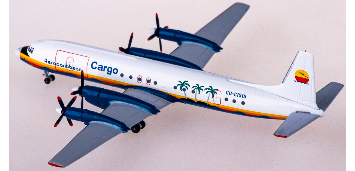 1:400 AeroClassics AC411097 Aero Caribbean Cargo Ilyushin Il-18 CU-C1545 Aircraft Model+Free Tractor