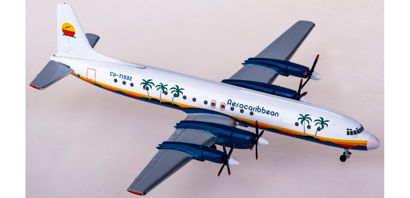 1:400 AeroClassics AC411096 Aero Caribbean Ilyushin Il-18 CU-T1532 Aircraft Model+Free Tractor