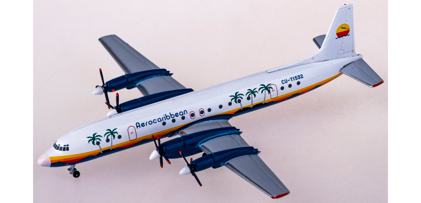 1:400 AeroClassics AC411096 Aero Caribbean Ilyushin Il-18 CU-T1532 Aircraft Model+Free Tractor