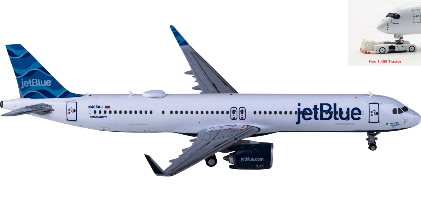 1:400 Geminijets GJJBU2070 JetBlue Airbus A321neo N4058J+Free Tractor