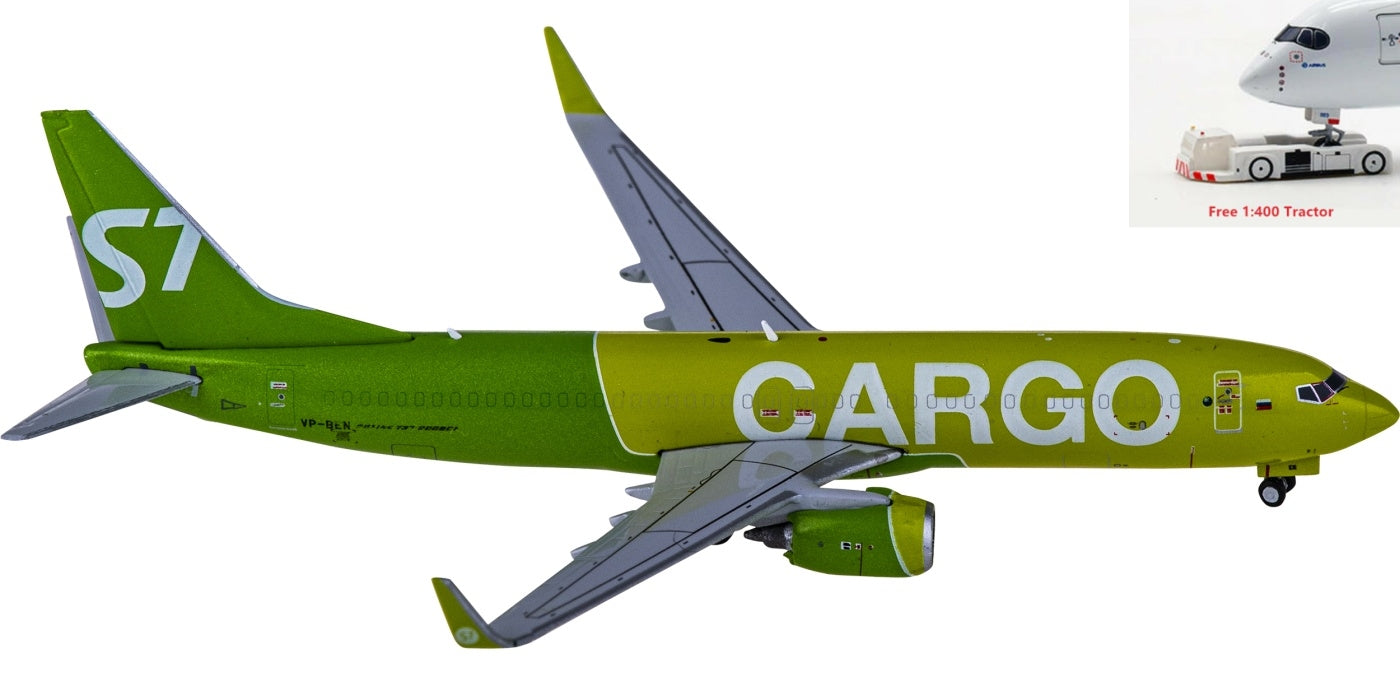 1:400 Geminijets GJSBI2004 S7 Airlines Boeing 737-800BCF Cargo VP-BEN+Free Tractor