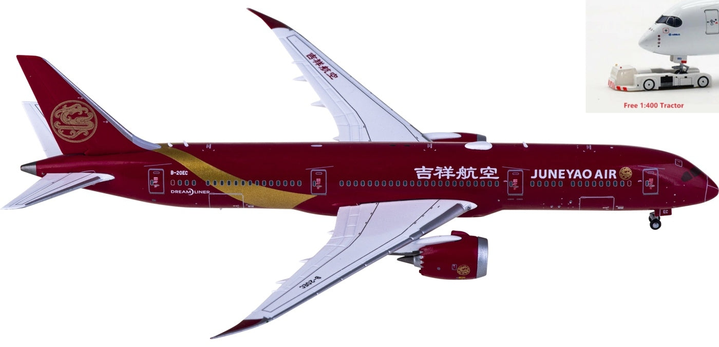 1:400 JC Wings XX4460 Juneyao Airlines Boeing 787-9 Dreamliner B-20EC+Free Tractor