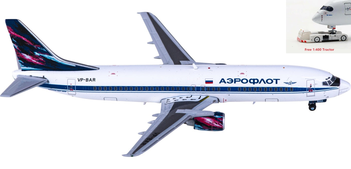 1:400 JC Wings XX4976 Aeroflot Boeing 737-400 VP-BAR+Free Tractor