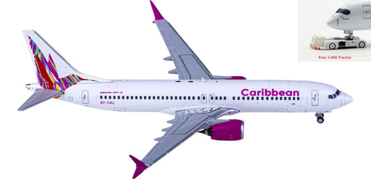 1:400 Geminijets GJBWA2121 Caribbean Airlines Boeing 737 MAX 8 9Y-CAL+Free Tractor