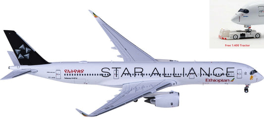 1:400 JC Wings LH4275 Ethiopian Airlines Airbus A350-900XWB ET-AYN "STAR ALLIANCE"Aircraft Model+Free Tractor