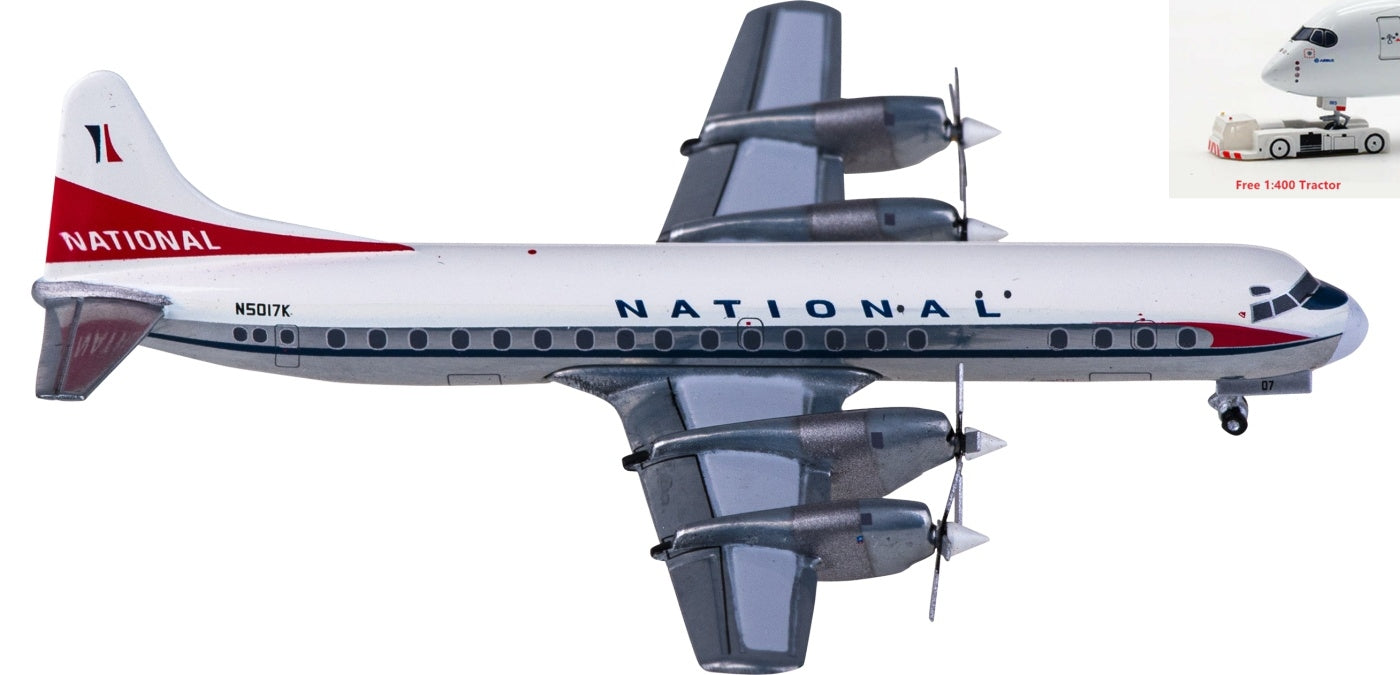 1:400 Geminijets GJNAL2136 National Airlines Lockheed L-188A Electra N5017K+Free Tractor