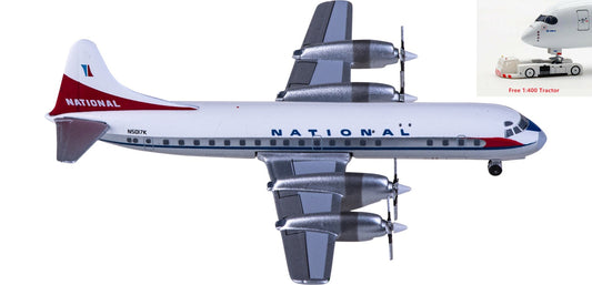 1:400 AeroClassics AC411127 National Airlines Lockheed L-188 Electra N5017K Aircraft Model+Free Tractor