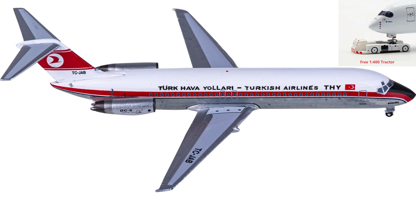 1:400 AeroClassics AC411149 Turkish Airlines McDonnell Douglas DC-9-32 TC-JAB Aircraft Model+Free Tractor