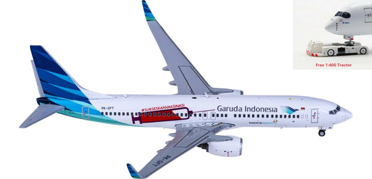 1:400 JC Wings LH4243 Garuda Indonesia Boeing 737-800 PK-GFT+Free Tractor