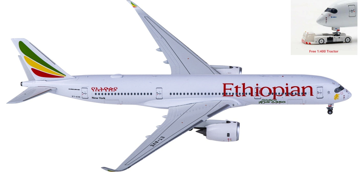 1:400 NG Models NG39041 Ethiopian Airlines Airbus A350-900 ET-AVE+Free Tractor