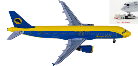 1:400 AeroClassics AC411168 Aerosvit Ukrainian Airlines Airbus A320 UR-DAI Aircraft Model+Free Tractor