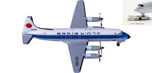 1:400 AeroClassics AC411040A Arkia Vickers Viscount 800 4X-AVA Aircraft Model+Free Tractor