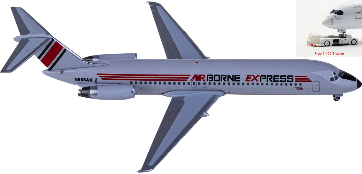 1:400 AeroClassics AC411136 Airborne Express McDonnell Douglas DC-9-32 N988AX Aircraft Model+Free Tractor