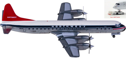 1:400 Geminijets GJNWA2125 Northwest Airlines Lockheed L-188C Electra N128US Aircraft Model+Free Tractor