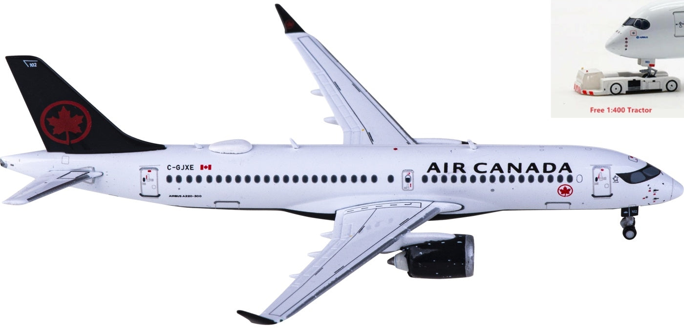 1:400 Geminijets GJACA2167 Air Canada Airbus A220-300 C-GJXE+Free Tractor