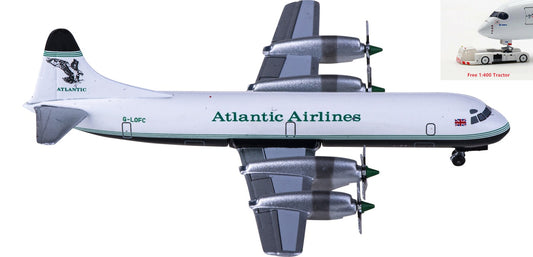 1:400 AeroClassics AC411124 Atlantic Airlines Lockheed L-188 G-LOFC Aircraft Model+Free Tractor