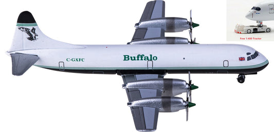 1:400 AeroClassics AC411125 Buffalo Airways Lockheed L-188 C-GXFC Aircraft Model+Free Tractor